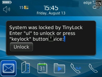 TinyLock 0.2.1 beta - Lock the BlackBerry Keyboard 1