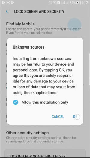 enable unknown source Samsung Galaxy A6s