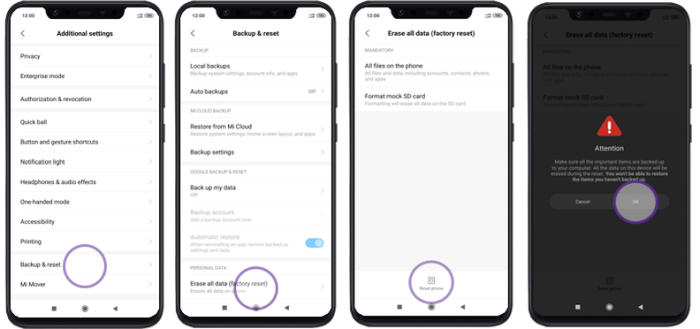 Factory Reset Redmi Note 9 Settings Option