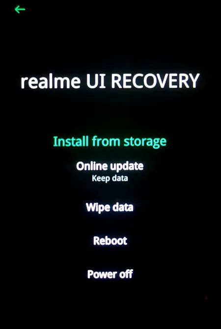 Power Off Option in Realme UI Recovery
