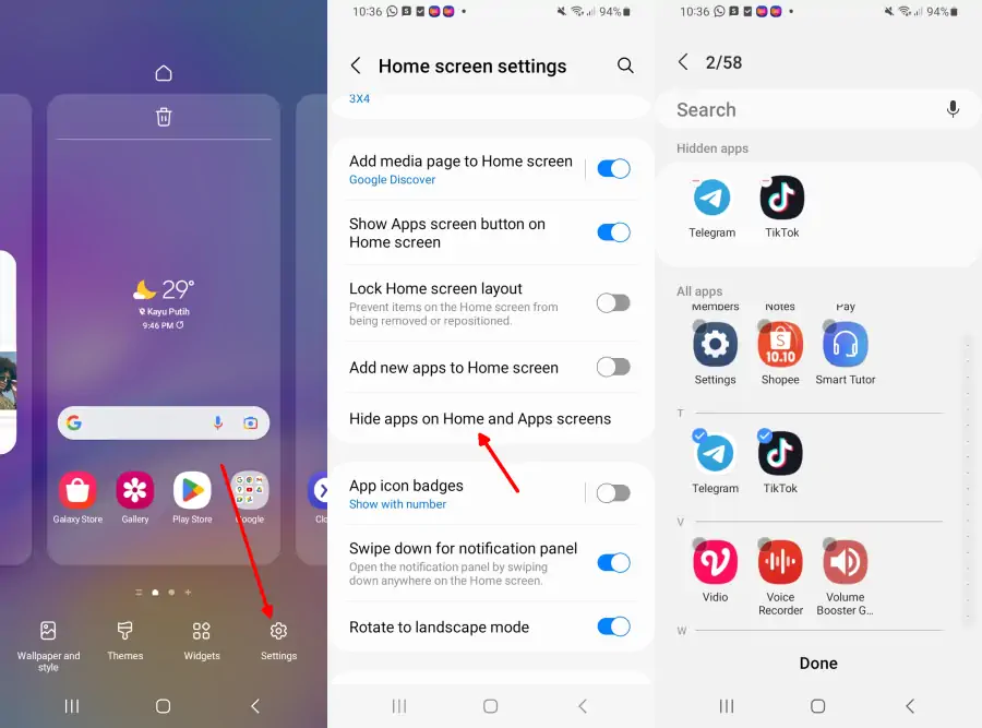 Hide Apps on Samsung A14 Via Home Screen